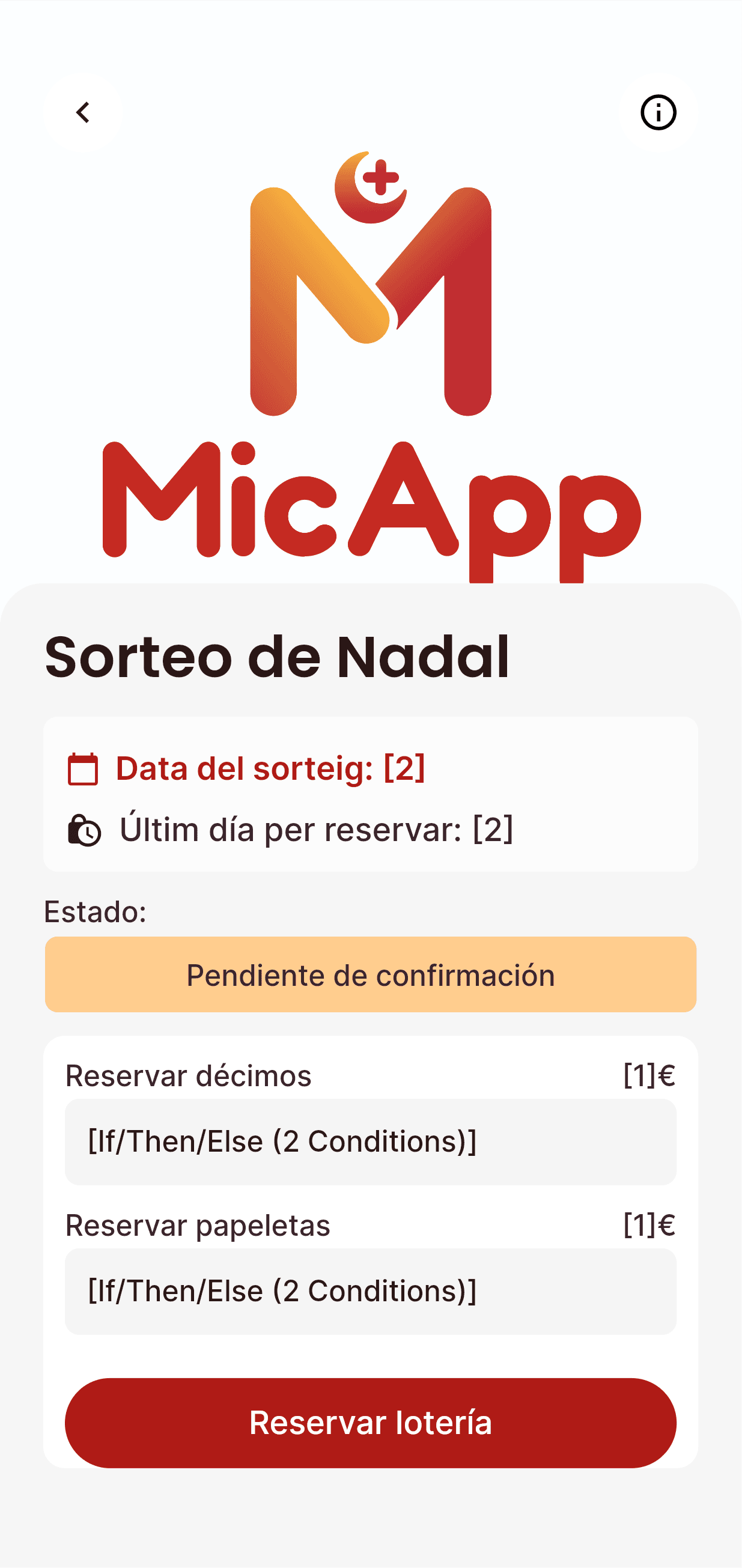 Pantalla real de Lotería y Cuotas al día en MicApp
