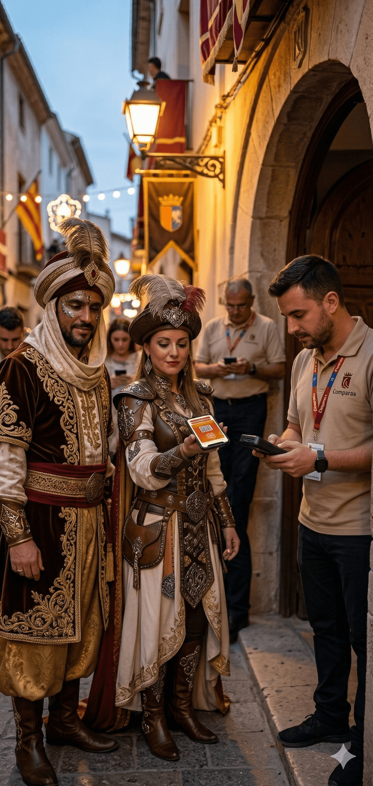 Escaneo de carnet digital QR en la entrada de cenas y eventos de comparsa