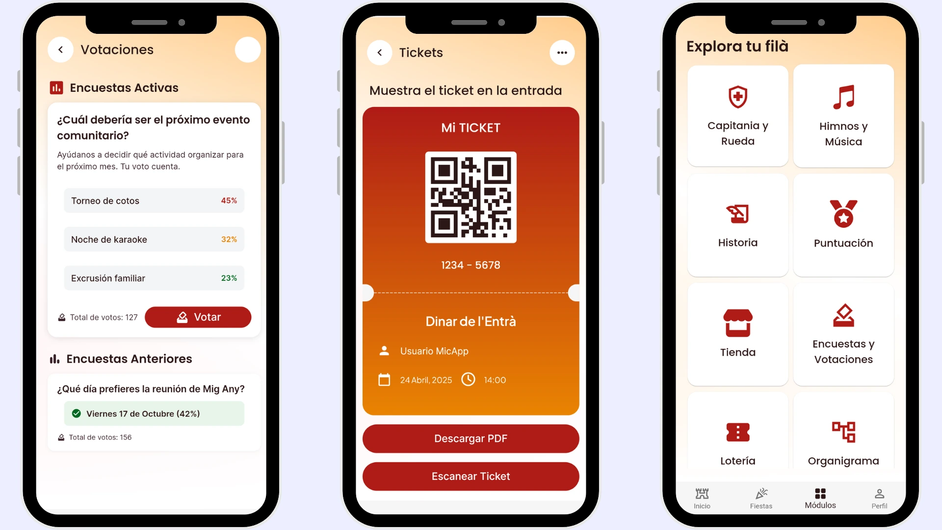 App móvil y panel de gestión MicApp para comparsas y filaes